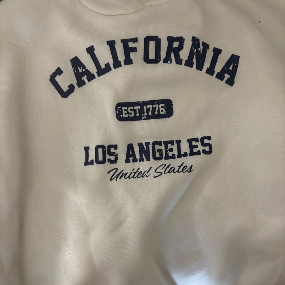 SHEIN White Hoodie with Navy Print